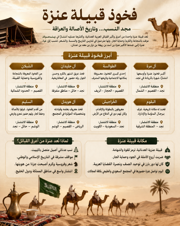 فخوذ قبيلة عنزة | شجرة القبيلة وأماكن تركز أبنائها - كوكتيل نيوز