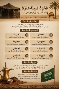 فخوذ قبيلة عنزة | شجرة القبيلة وأماكن تركز أبنائها