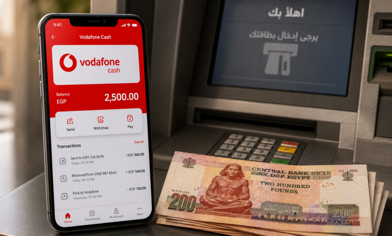 مصاريف سحب فودافون كاش من ماكينة ATM