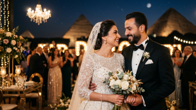 رجل الأعمال باسل سماقية بجانب زوجته زينة المشوط